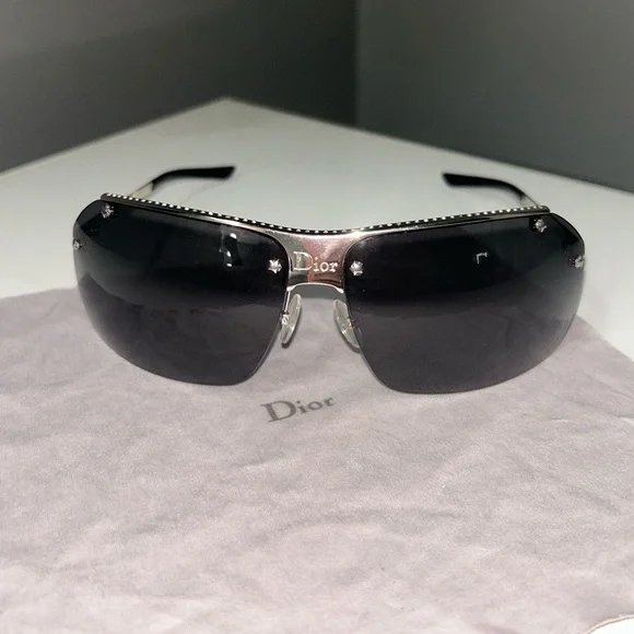 Vintage Dior Star Studded Black Sunglasses w original Dior box & cloth